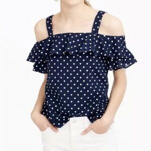 JCrewNavy Polka Dot Off-Shoulder Top